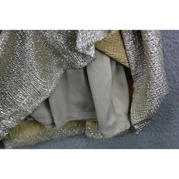 Chaps Metallic Gold Side Rouched Dress-Size 16-Shimmery-Evening-Lined - Picture 6 of 10